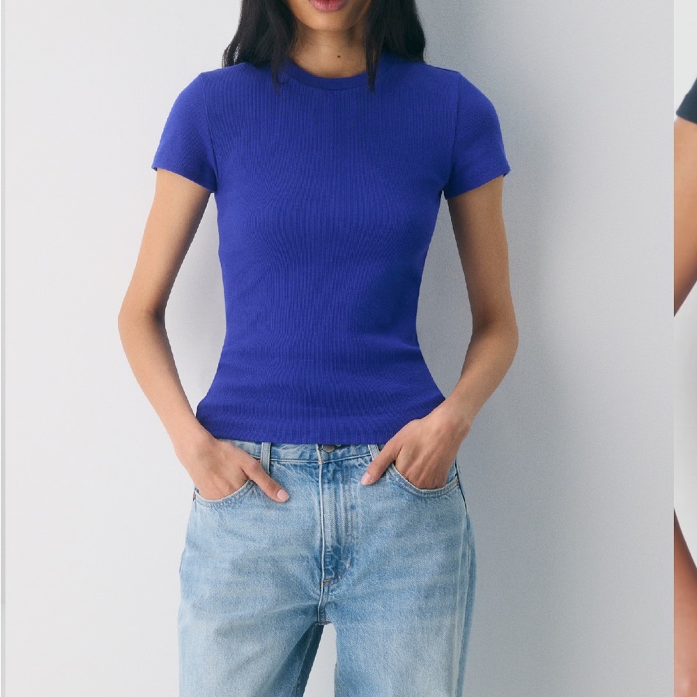 TNA Blue Ribbed Top